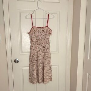 Charlotte Russe Cream Midi Dress with Red Floral Print